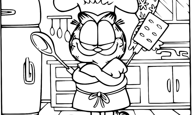 Garfield Cook Coloring Page