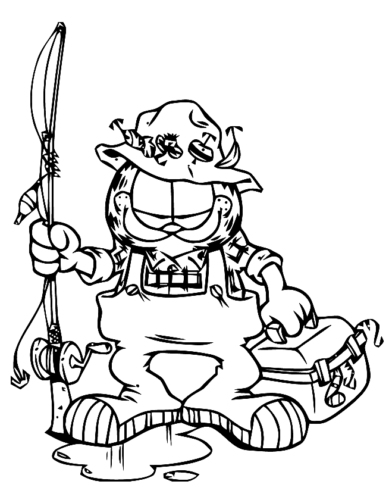 Garfield Fishing Rod Coloring Page