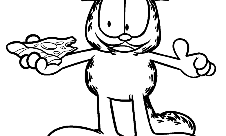 Garfield Pizza Coloring Page