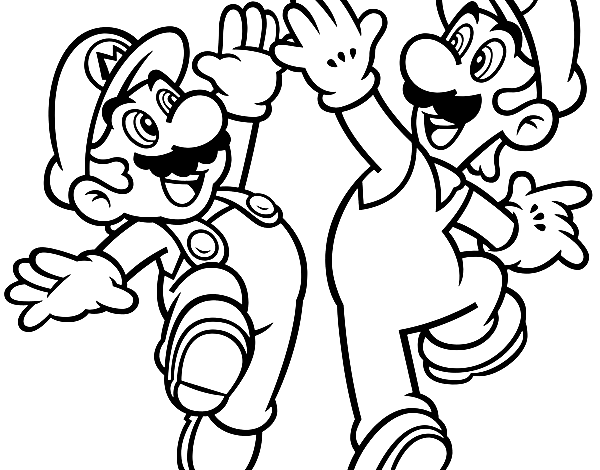 Happy Mario Luigi Coloring Page