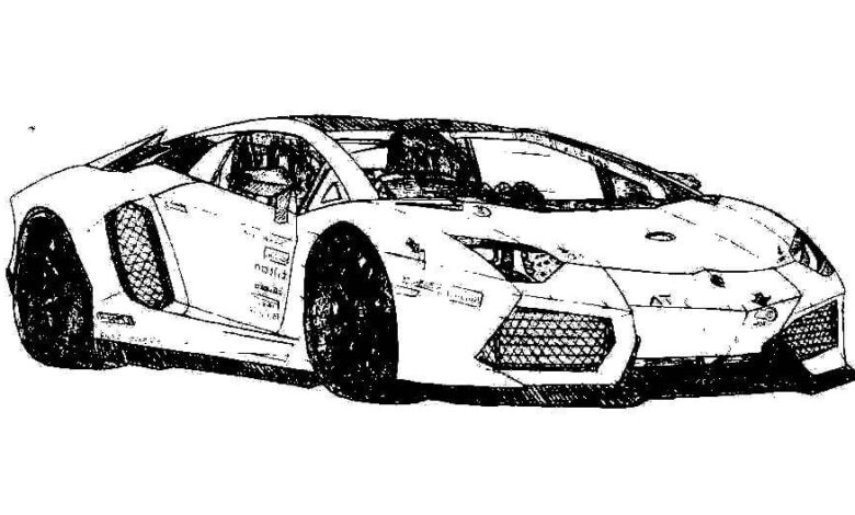 Hard Lamborghini Car Coloring Page