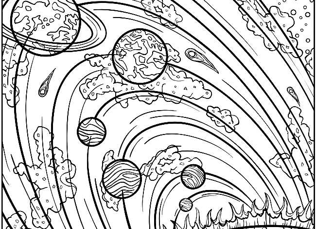 Hard Space Solar System Coloring Page