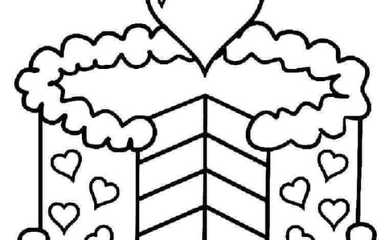 Heart Cake Coloring Page