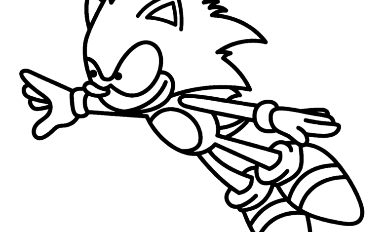 Jumping Sonic Coloring Page