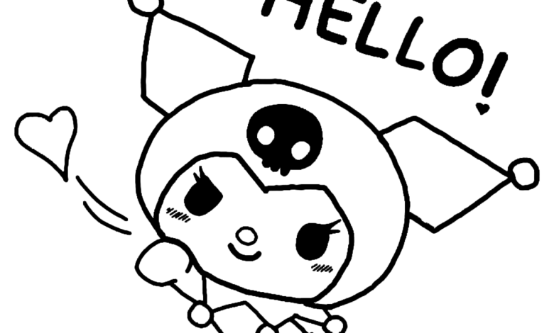 Kuromi Hello Coloring Page