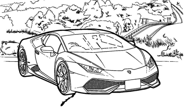 Lamborghini Mountain Road Coloring Page