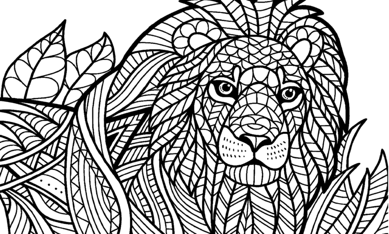Lion Leaves Coloring Page