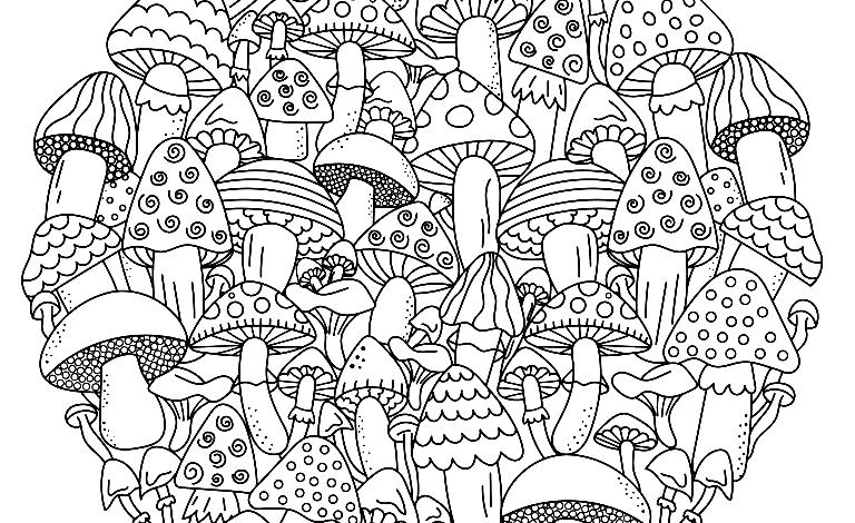 Mandala Mushrooms Coloring Page