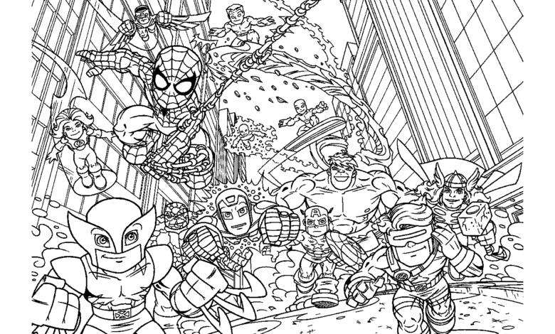 Marvel Mini Heroes Coloring Page