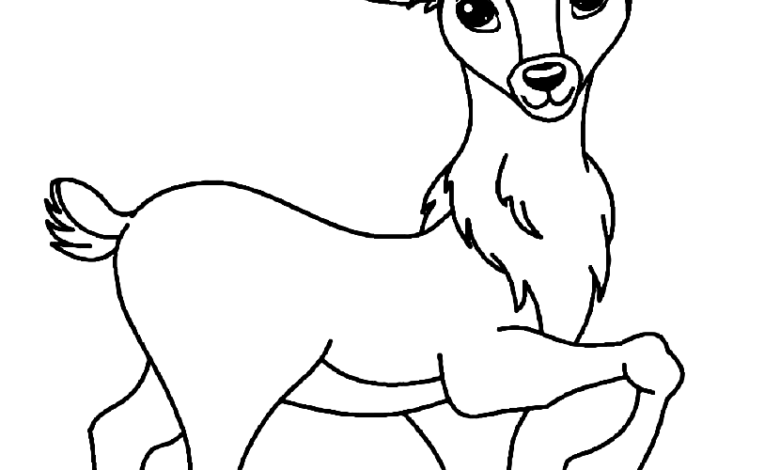 Minimal Cute Reindeer Coloring Page