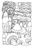 Mushrooms Full Page Coloring Page