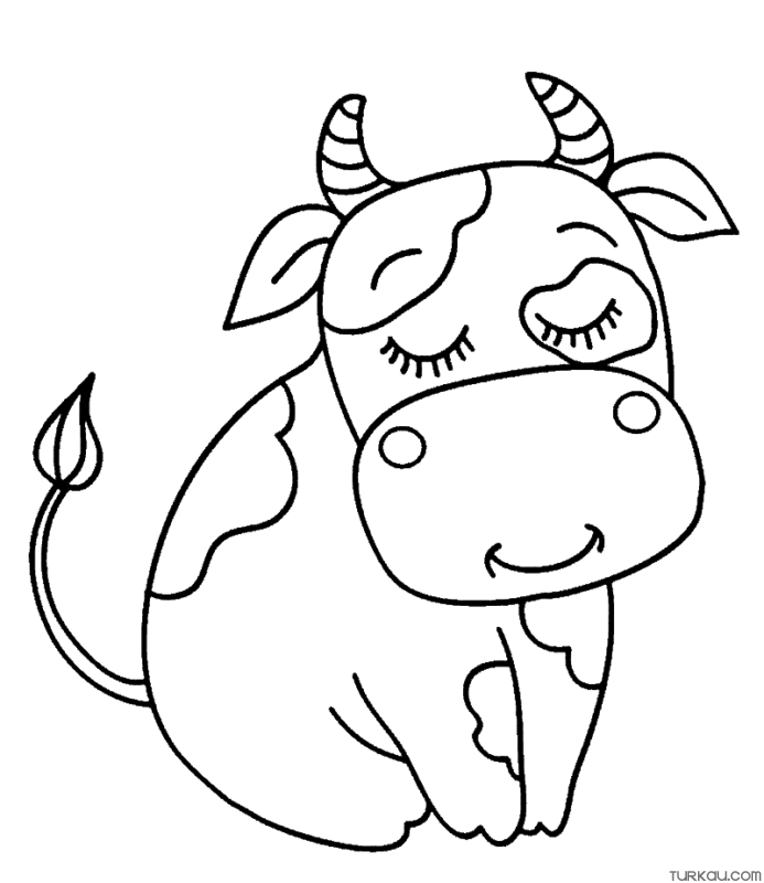 Peaceful Cow Coloring Page » Turkau