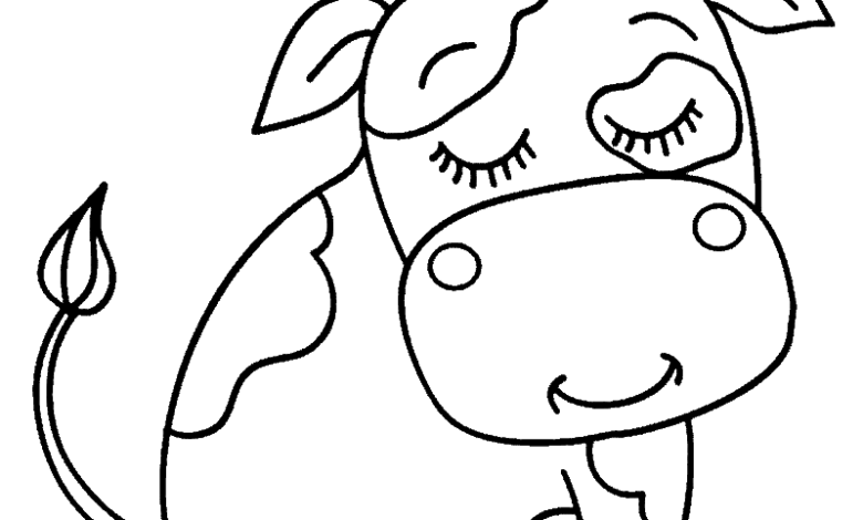 Peaceful Cow Coloring Page