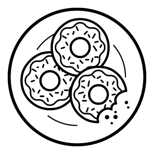 Plate Donuts Coloring Page