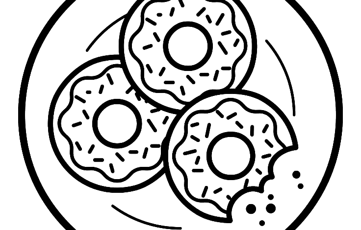 Plate Donuts Coloring Page