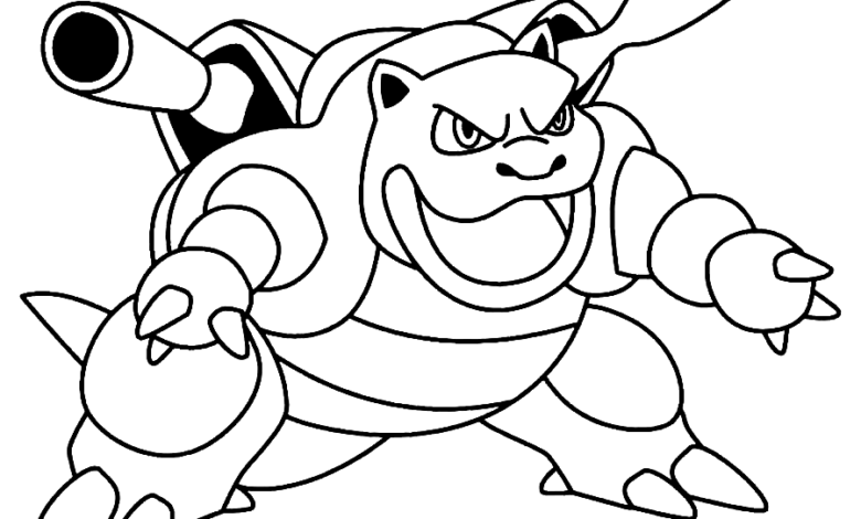 Pokemon Blastoise Attack Coloring Page