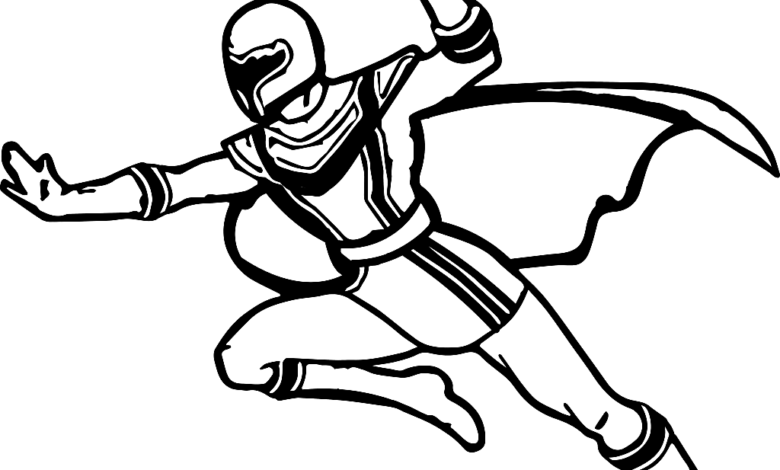Power Rangers Flying Coloring Page