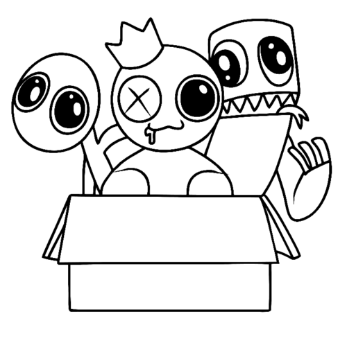 Rainbow Friends Box Coloring Page