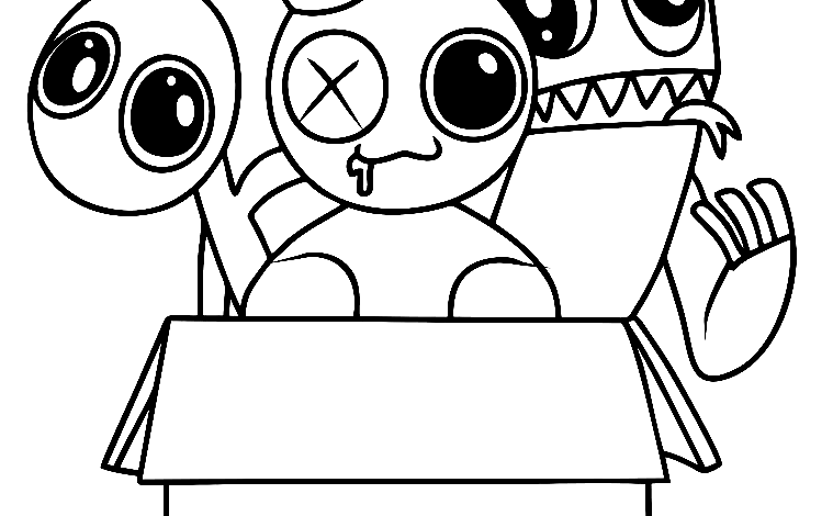 Rainbow Friends Box Coloring Page
