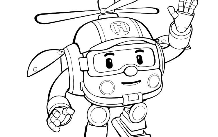 Robocar Poli Heli Coloring Page