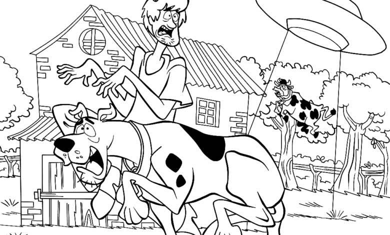 Scooby Doo UFO Cow Coloring Page