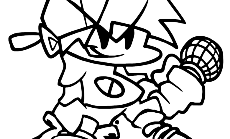 Simple Friday Night Funkin Coloring Page