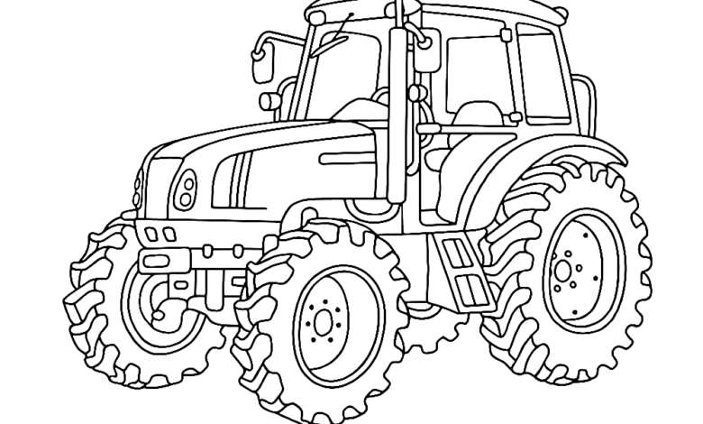 Simple Tractor Coloring Page