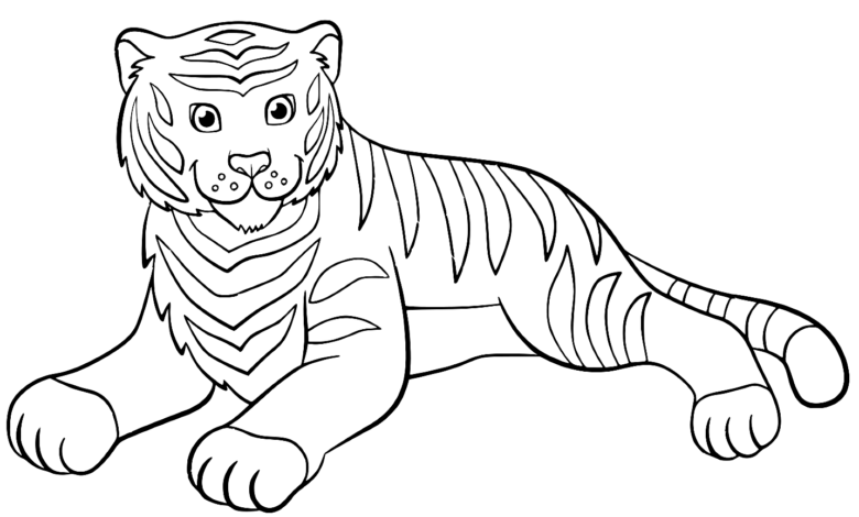 Smile Animal Tiger Coloring Page