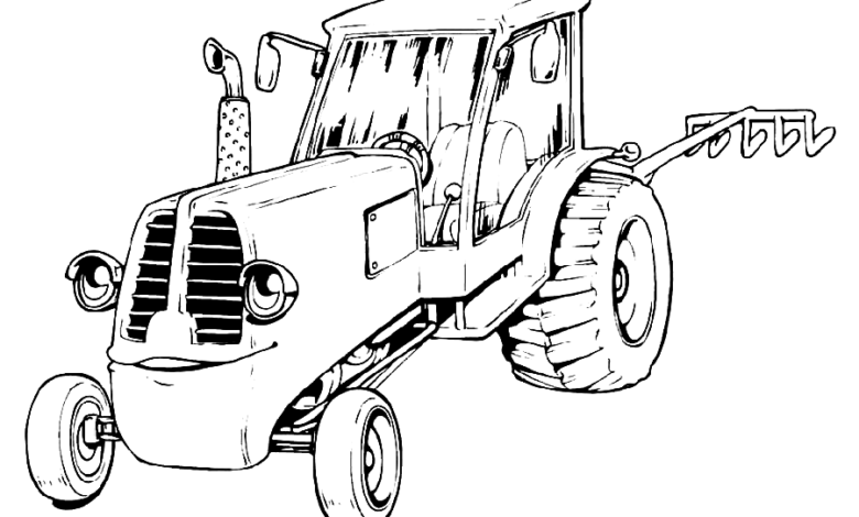 Smile Realistic Tractor Coloring Page