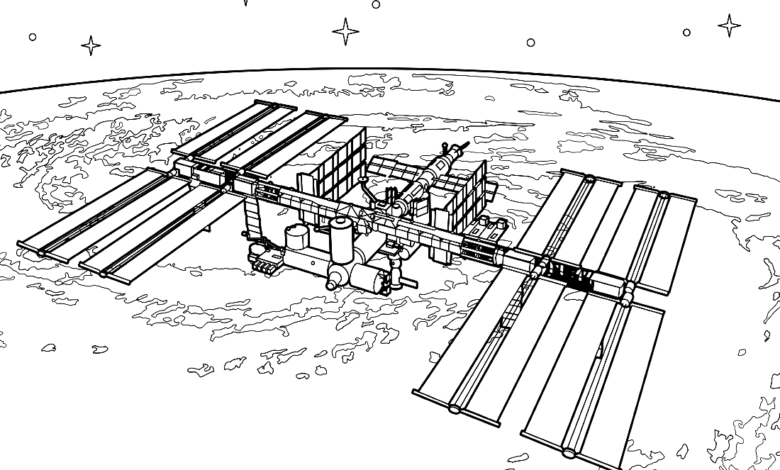 Space Station Coloring Page