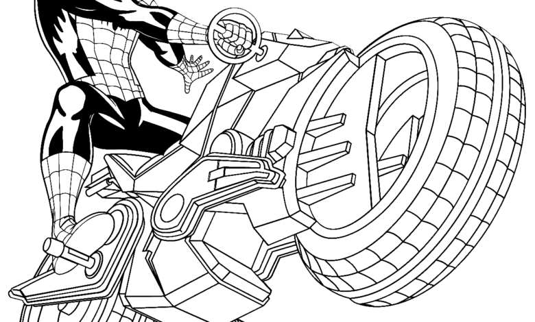 Spiderman Motorcycle Coloring Page