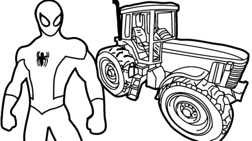 Spiderman Tractor Coloring Page