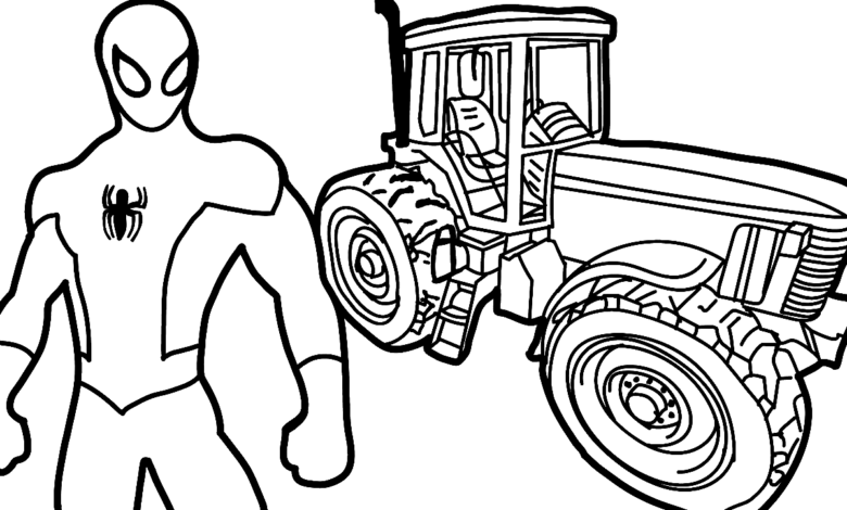 Spiderman Tractor Coloring Page