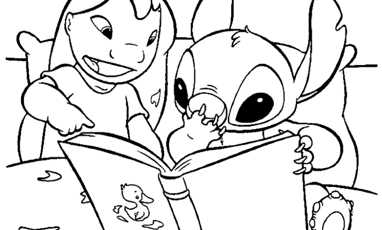 Stitch Book Coloring Page