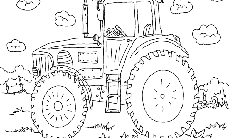 Tractor Clouds Coloring Page