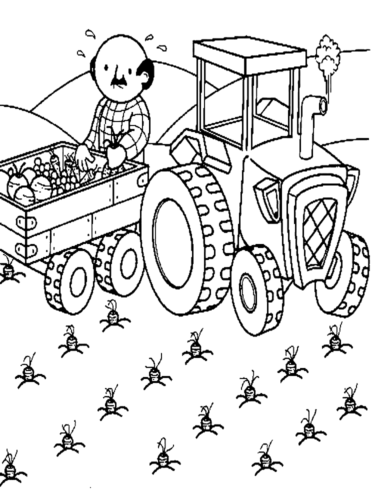 Tractor Farmer Coloring Page
