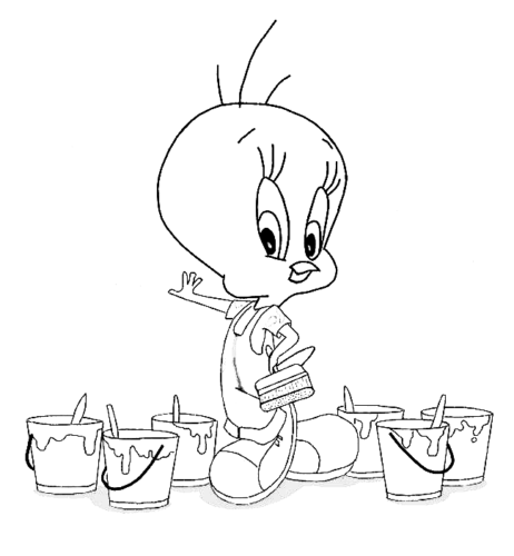 Tweety Painter Coloring Page