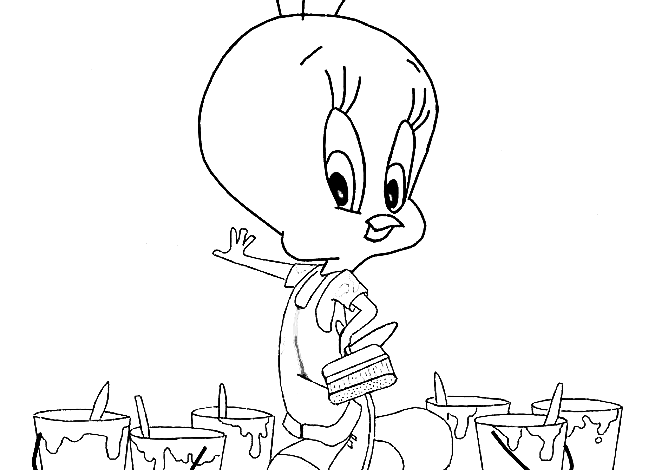 Tweety Painter Coloring Page
