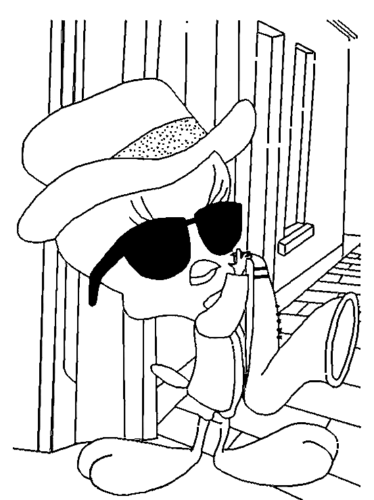 Tweety Saxophone Glasses Coloring Page
