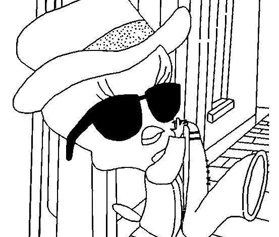 Tweety Saxophone Glasses Coloring Page