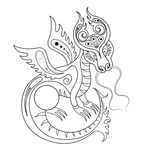 Aestetic Fairy Dragon Coloring Page