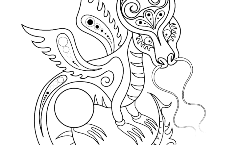 Aestetic Fairy Dragon Coloring Page