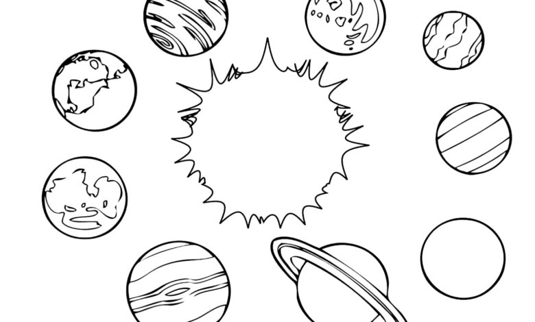 Aesthetic Planets Coloring Page