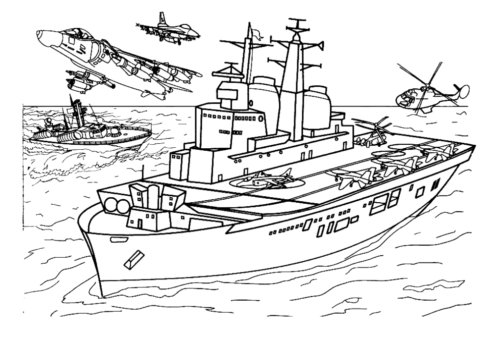 Aircraft Carrier War Coloring Page