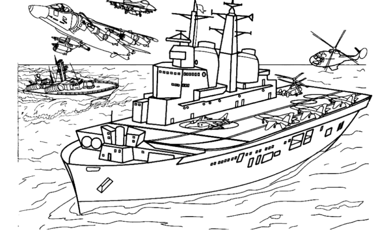 Aircraft Carrier War Coloring Page