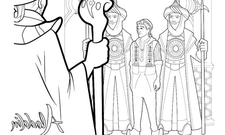 Aladdin Guards Easy Coloring Page