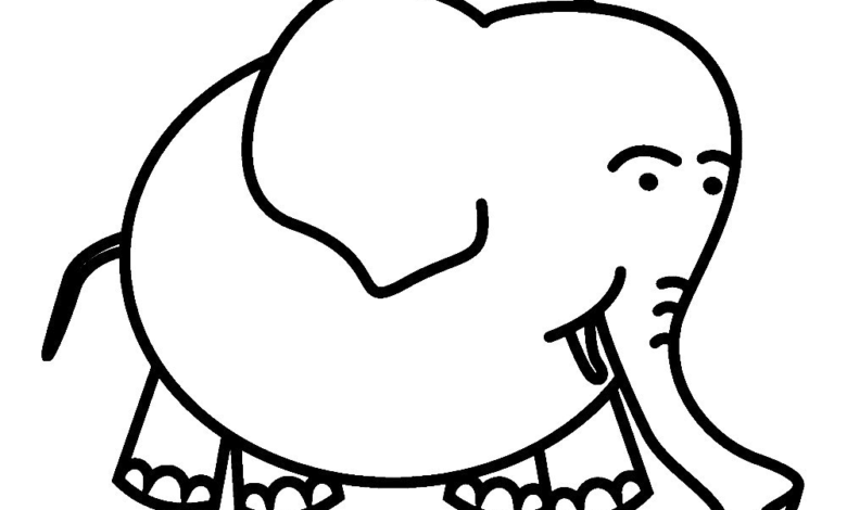 Animal Baby Elephant Easy Coloring Page