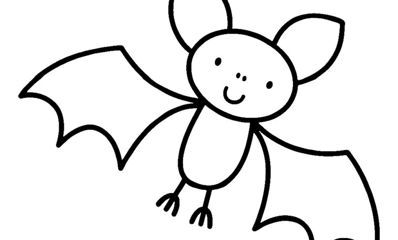 Animal Cute Bat Easy Coloring Page