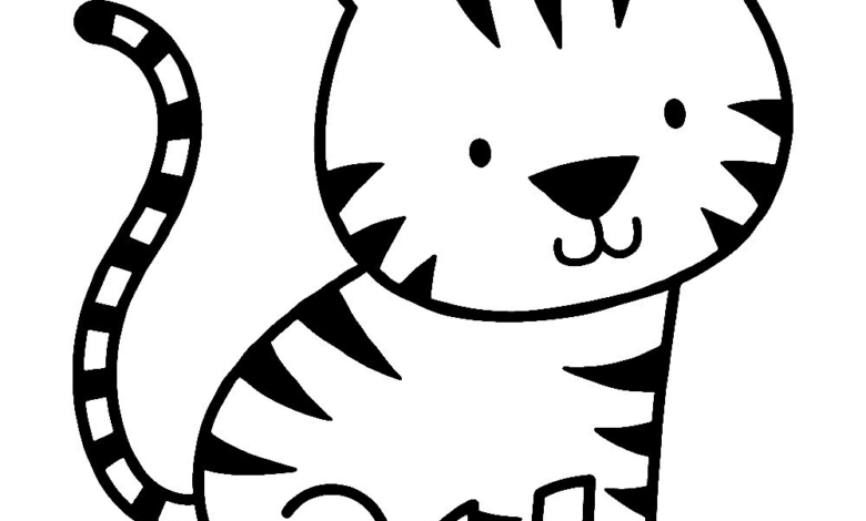 Animal Cute Tiger Coloring Page