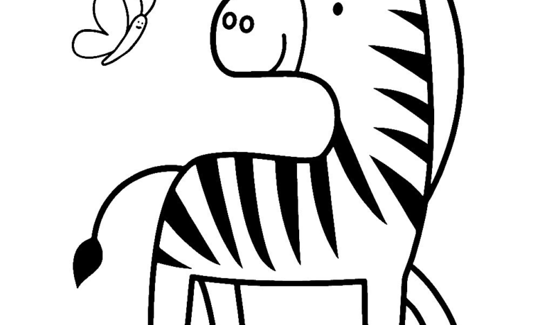 Animal Cute Zebra Easy Coloring Page